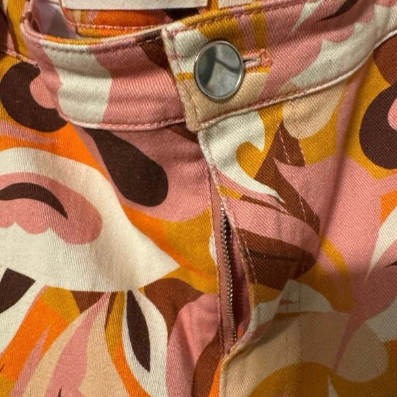 ELOQUII Size 18 Orange and Brown Wide Leg Cropped and Flare Pants - Picture 3 of 6